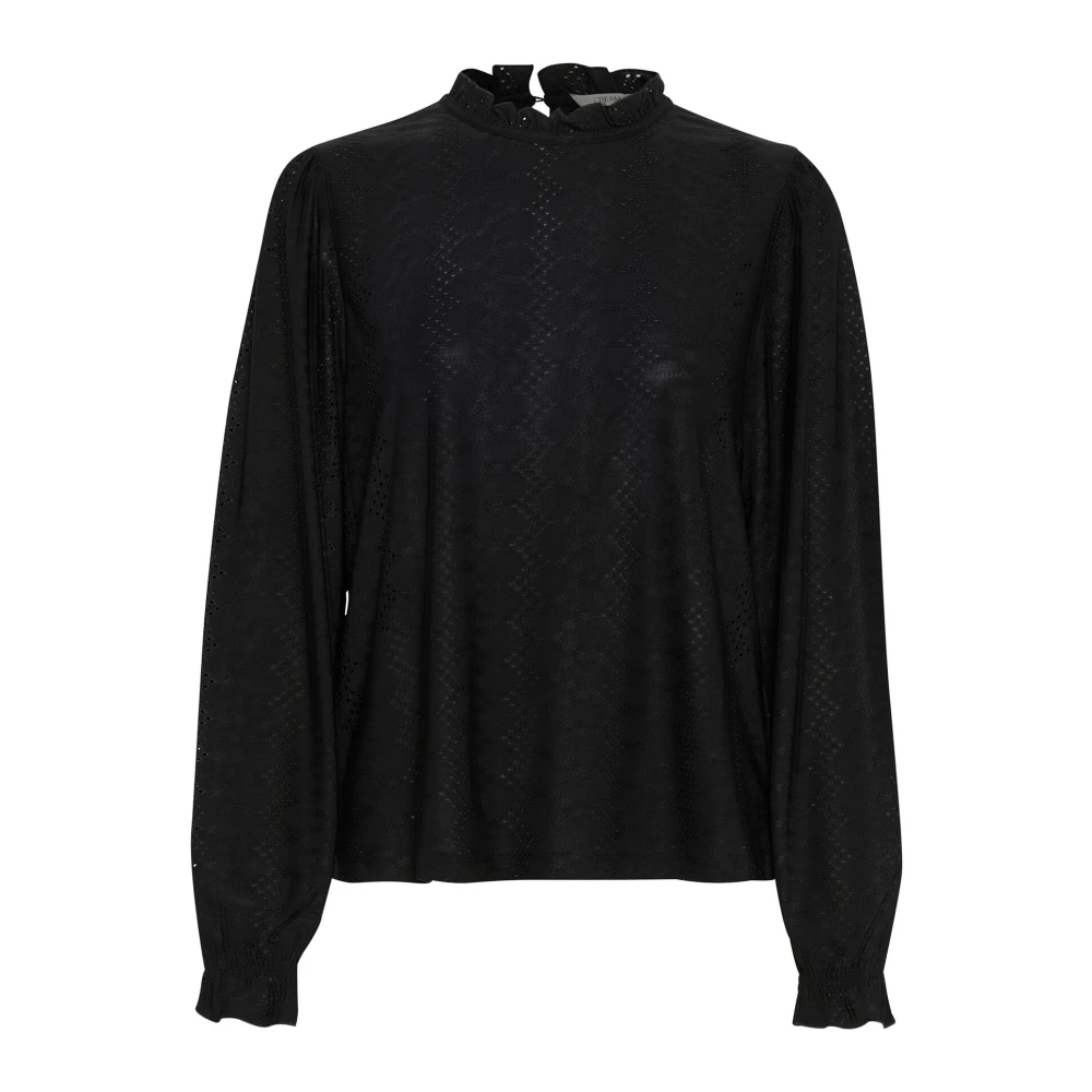 Cream Feminin Svart Blus med Volang Black, Dam