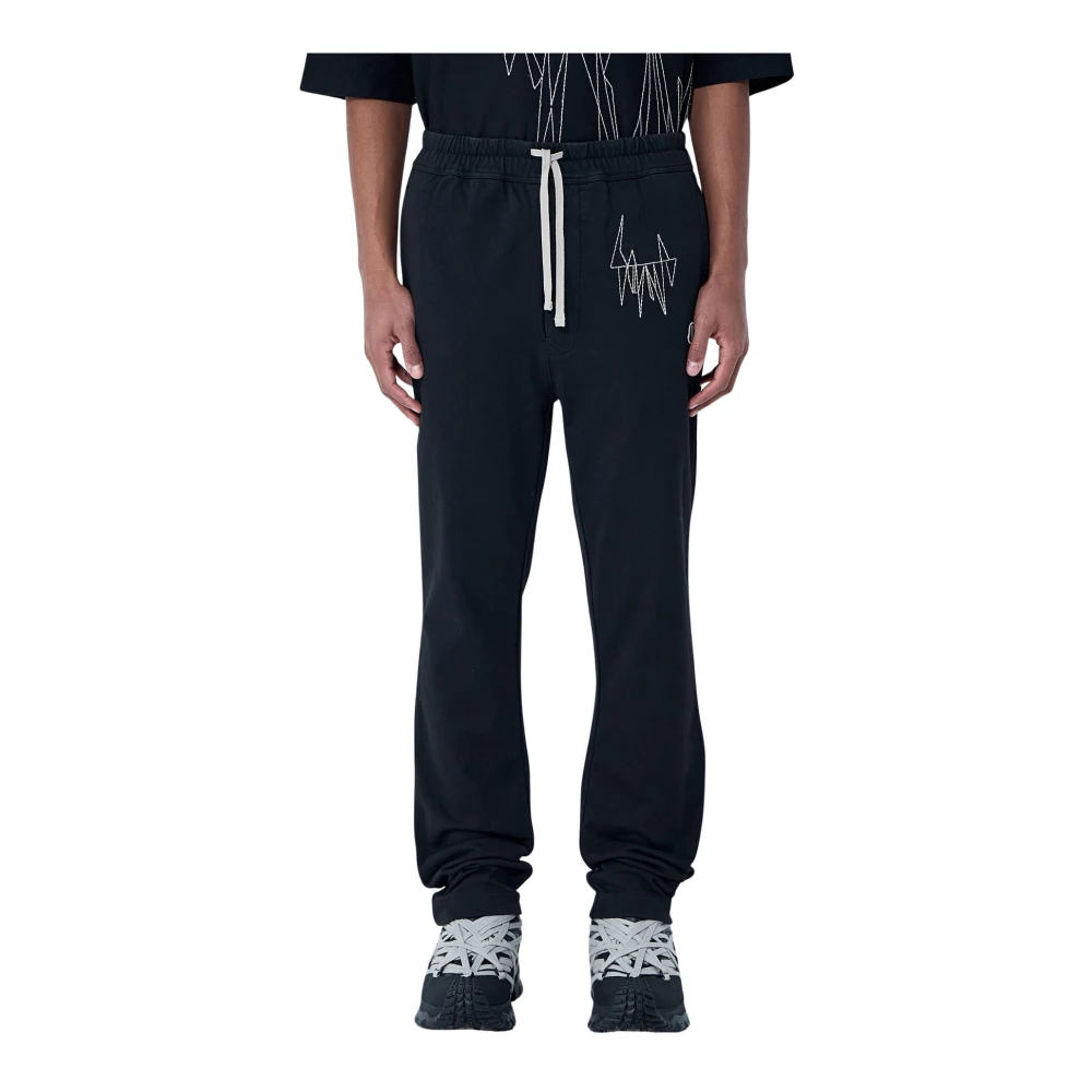 Moncler Mannelijk Zwart Broek Met Elastische Tailleband En Trekkoord