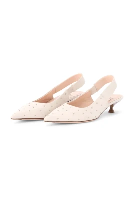 Läder Sling-Back Kitten Heel Pumps