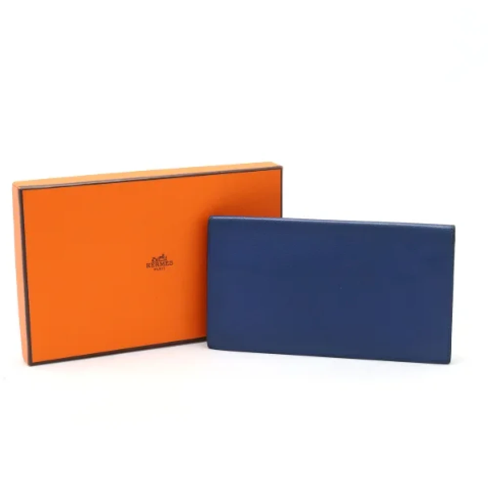 Hermès Vintage Pre-owned Leather wallets Blue Dames