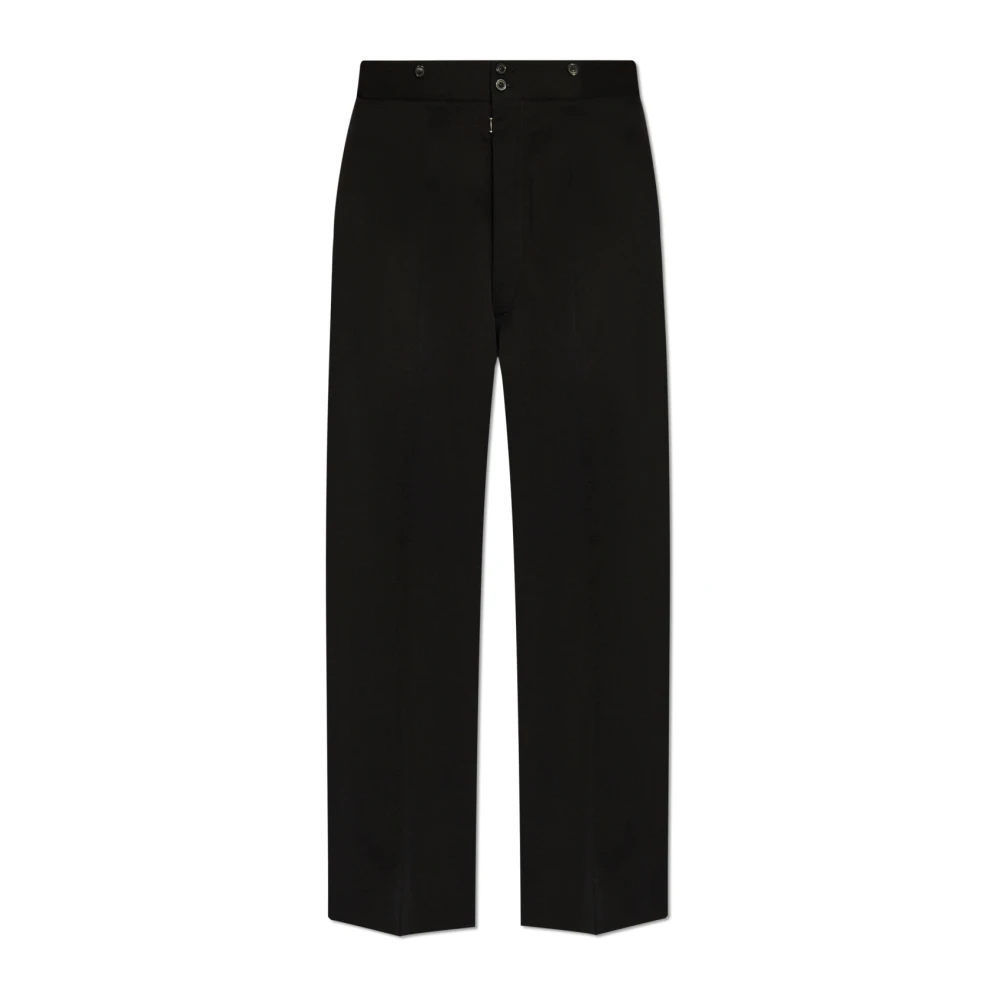 Maison Margiela Men's Black Wool Trousers With Crease