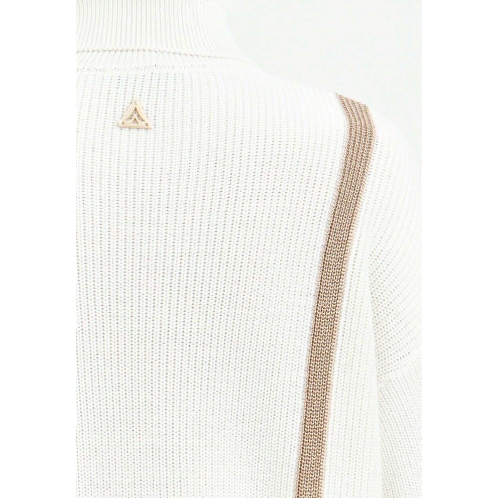 Akep Roomwitte coltrui met lurex Beige Dames