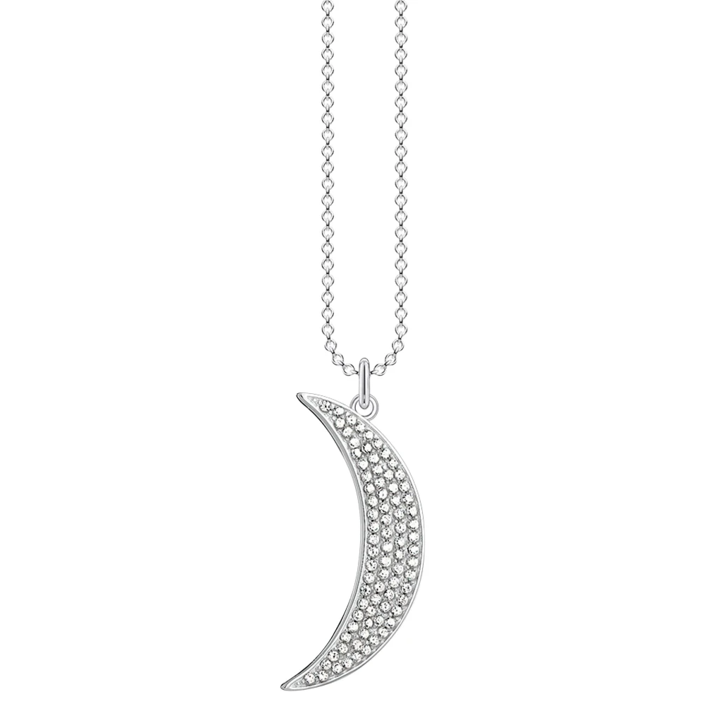 Thomas Sabo Women's Silver Necklace With Pendant Half Moon Pavé Ke2005-051-14-L50v