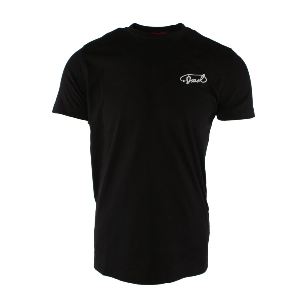 Diesel Klassiek Zwart Katoenen T-shirt met Logo Black Heren