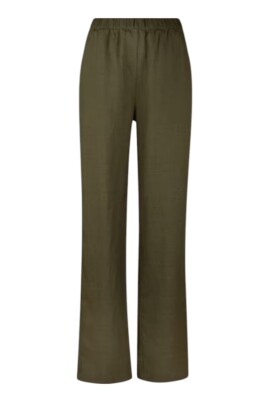 green-wide-leg-linen-trousers