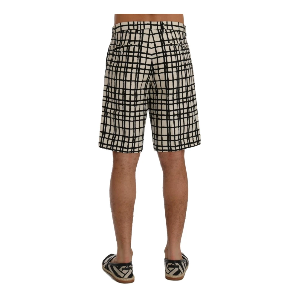 Dolce & Gabbana Gestreepte Linnen Casual Shorts White Heren