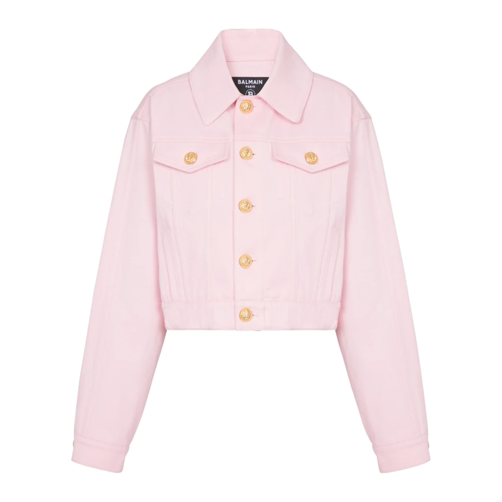 Balmain Beskuren blekt jeansjacka Pink, Dam