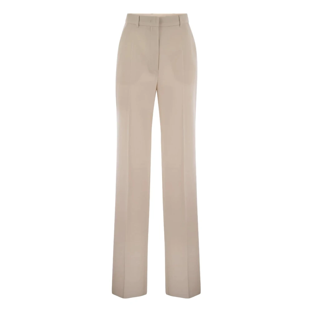 Max Mara Wijde Broek met Rechte Pijpen Beige Dames