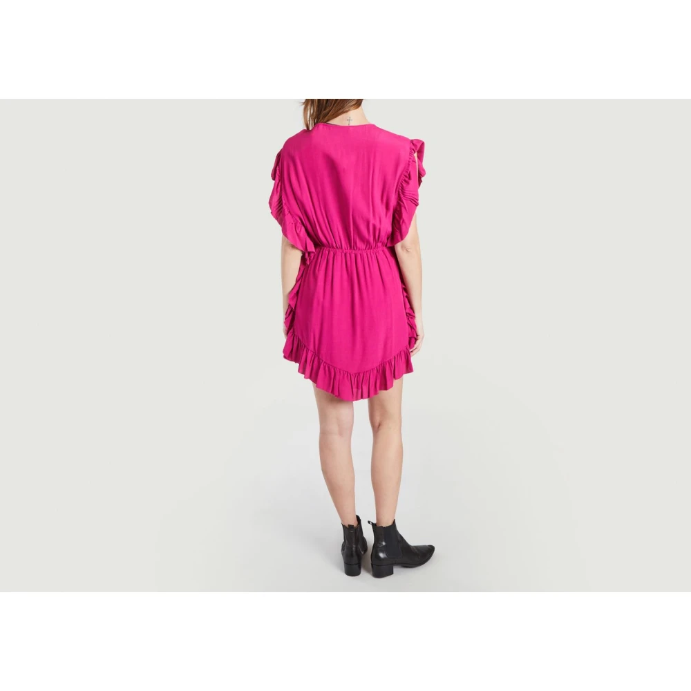 IRO Fuchsia Kant Ruche Jurk Pink Dames
