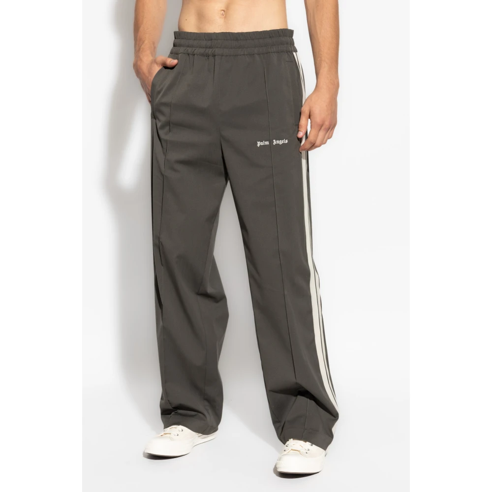Palm Angels Broek met geborduurd logo Green Heren