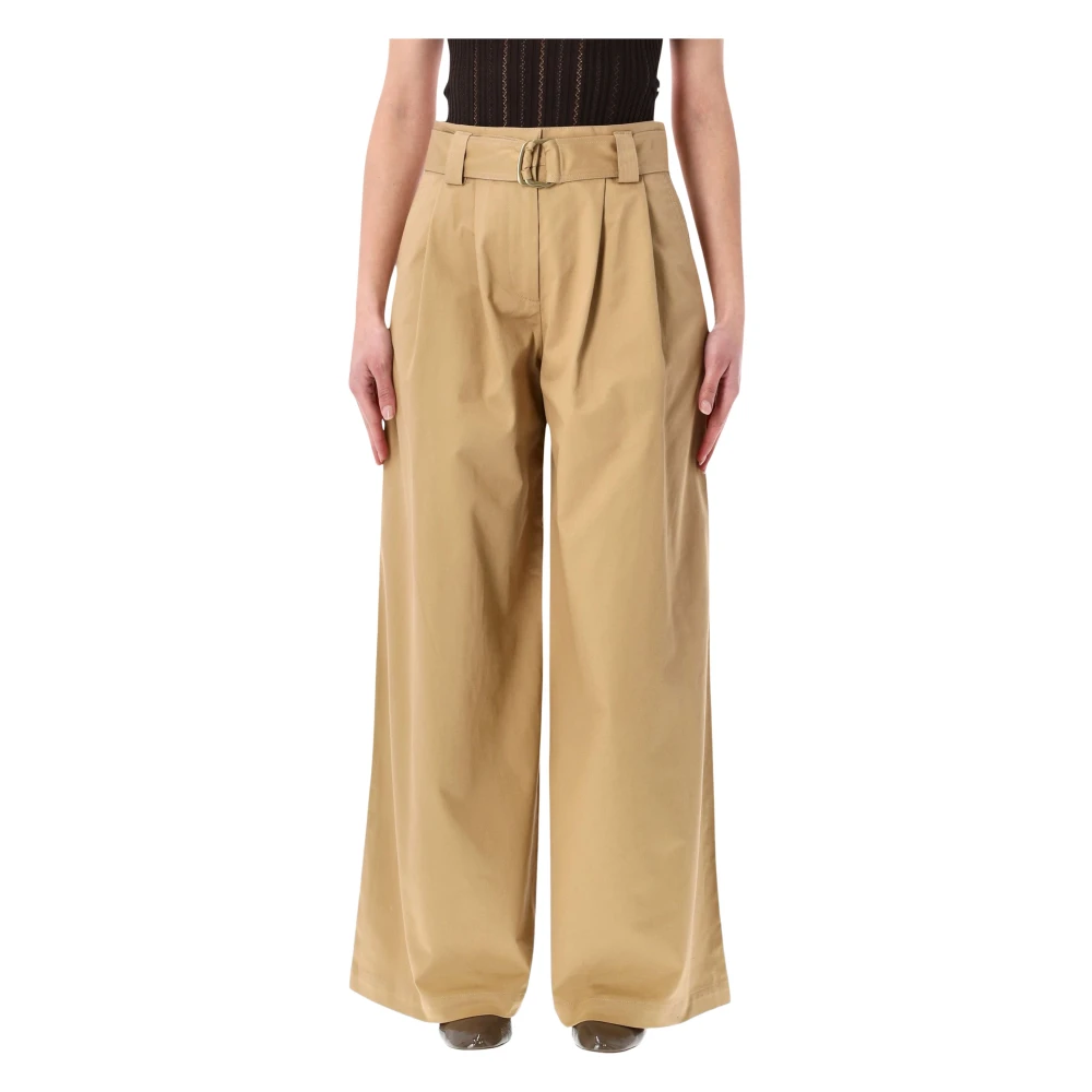 Sessun Women's Beige Wide Trousers, S, Riva Pant