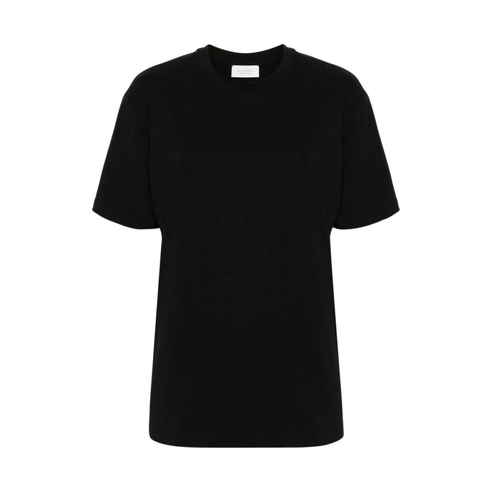 Mazzarelli Zwart Katoenmix Ronde Hals T-shirt Black Dames