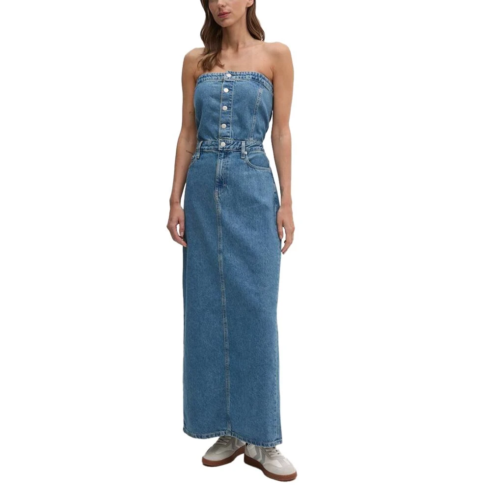 Calvin Klein Jeans Blauwe Katoenen Jurk Herfst Winter Collectie Blue Dames