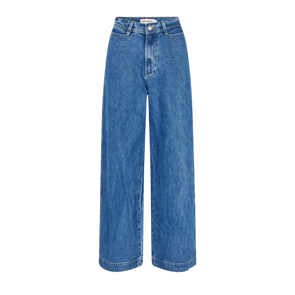 Lollys Laundry Blauwe Floridall Broek Klassiek en Modern Blue Dames