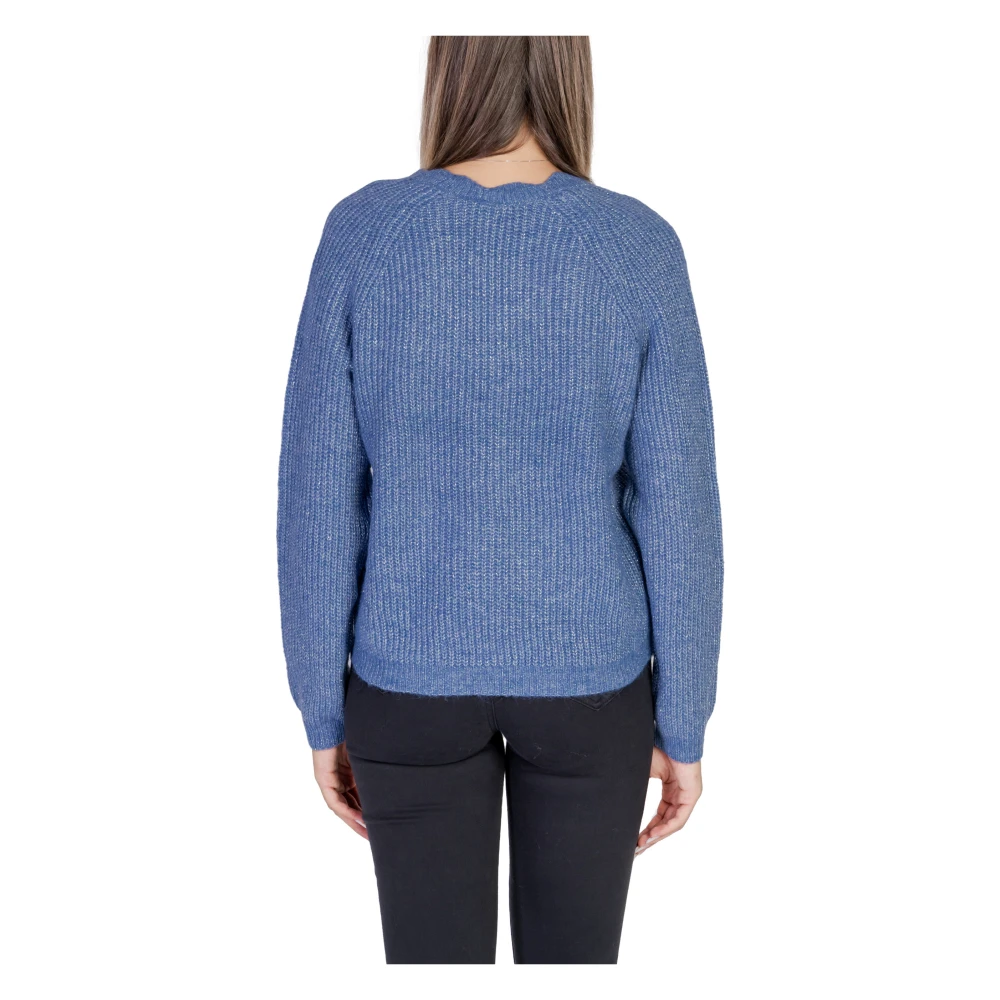 Vila Blauwe V-Neck Button-Up Cardigan Blue Dames