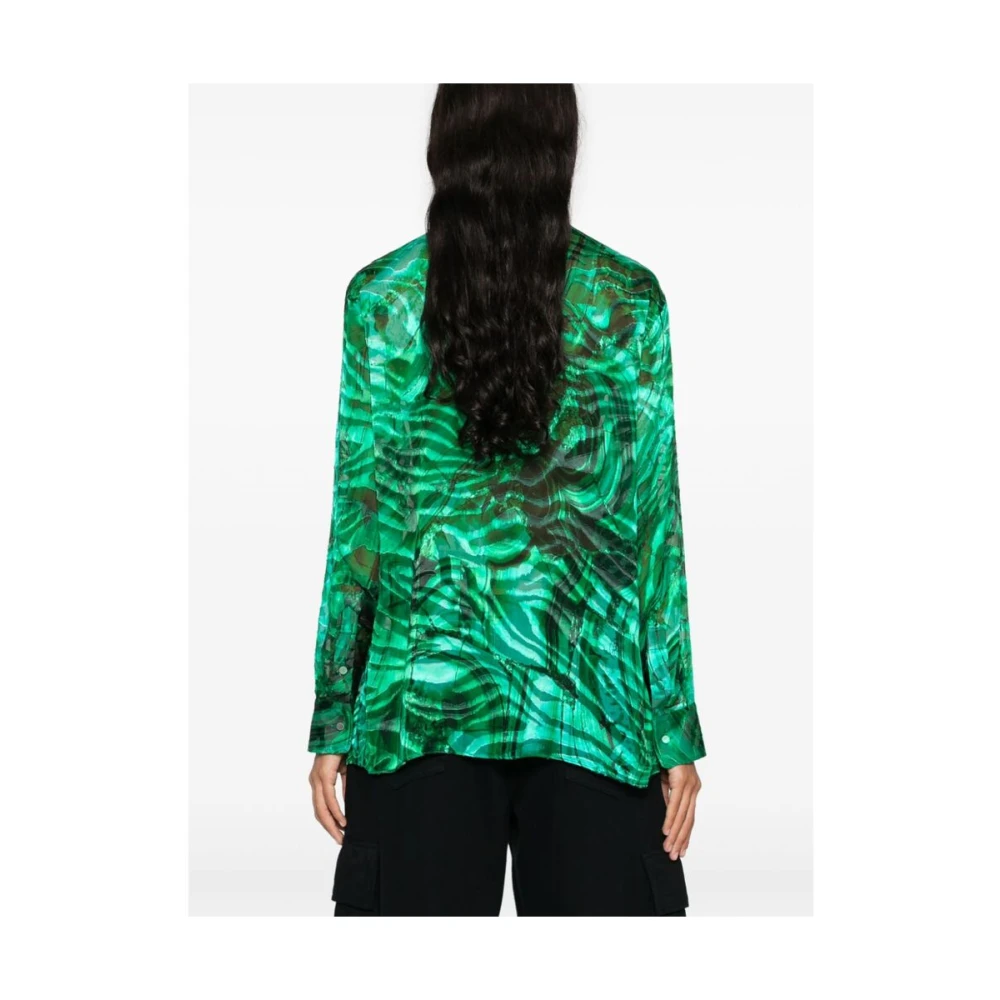 Roberto Cavalli Limoen Groen Abstract Patroon Overhemd Green Dames