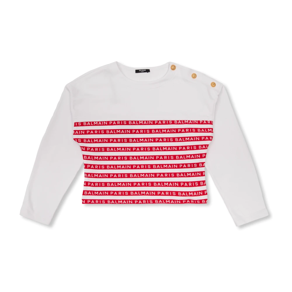 Balmain Girls White Striped Sweatshirt - Kids Sweatshirts - 8 Y - Kids