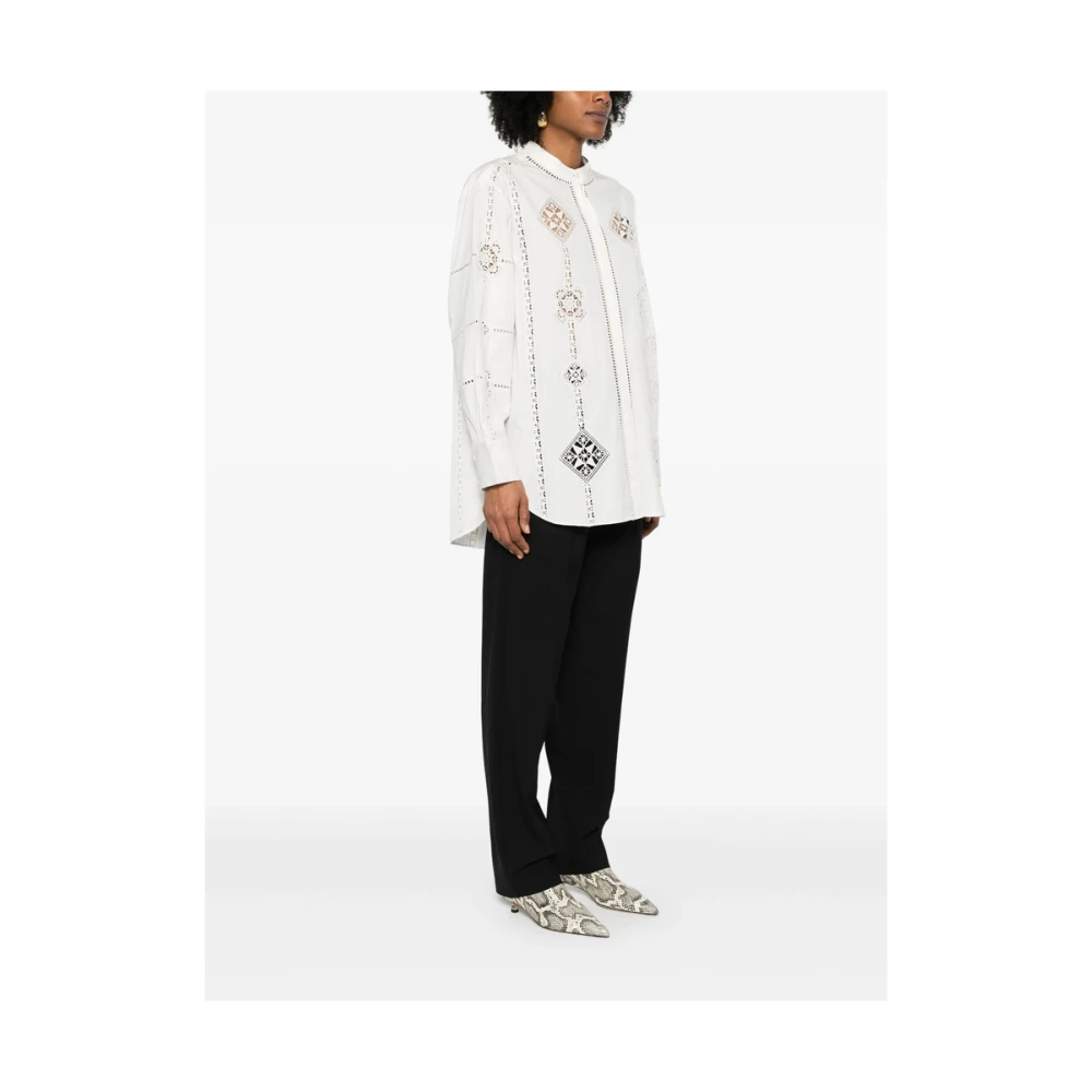 Isabel marant Witte Geborduurde Overhemd met Lange Mouwen White Dames