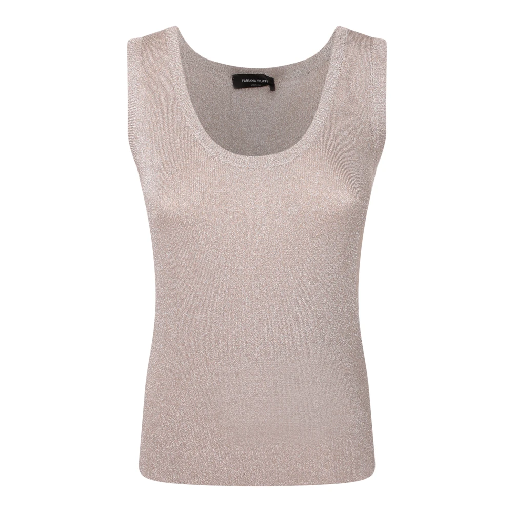 Fabiana Filippi Yellow Shimmering Lurex Top - Female - Sleeveless Tops - M - Tops