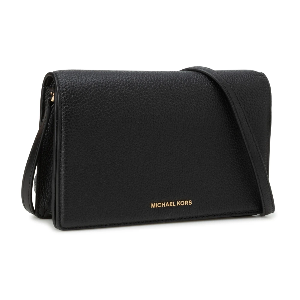 Michael Kors Schoudertas van Gestikt Leder met Details in Goudkleurige Toon Black Dames