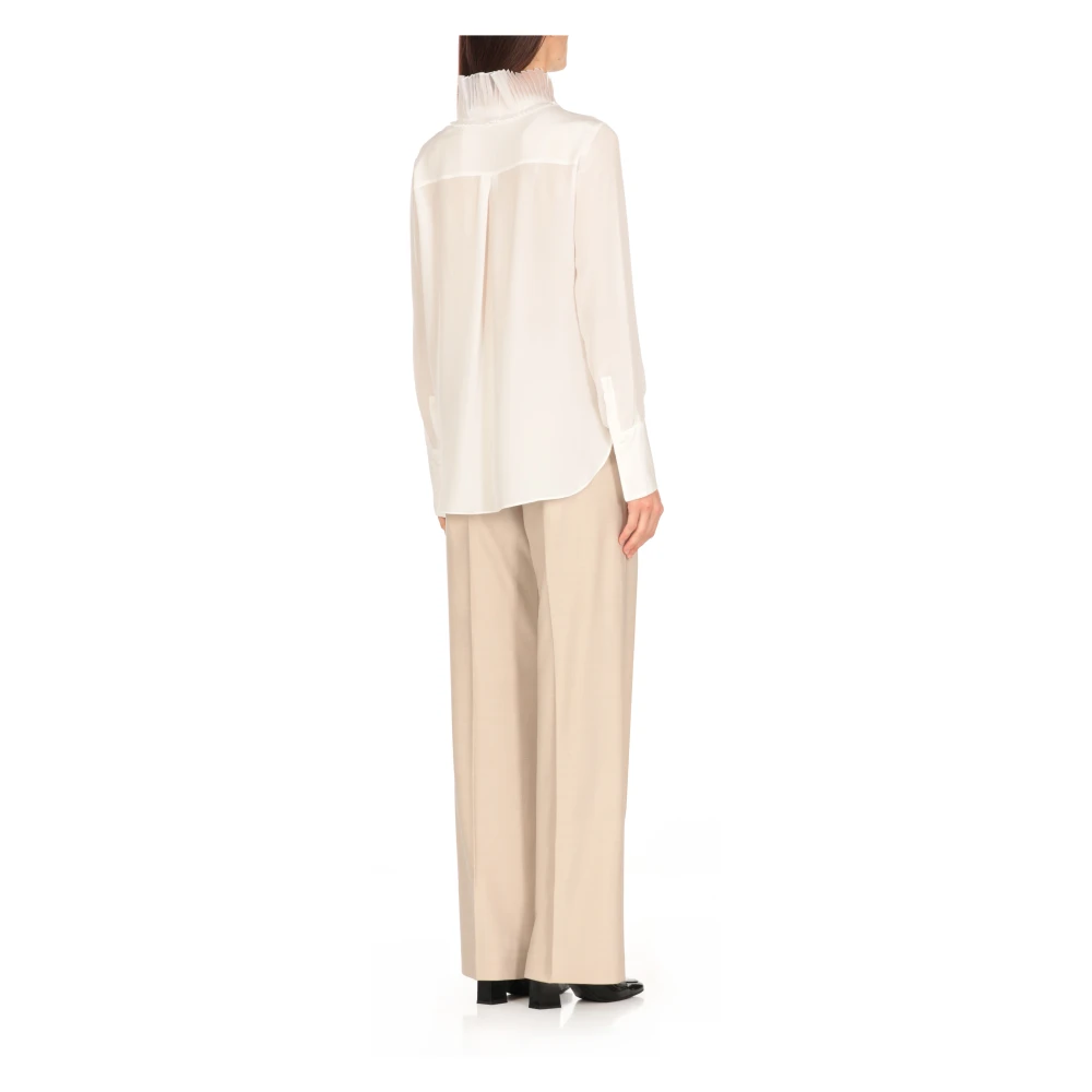 Antonelli Firenze Witte zijden blouse met geplooide details White Dames