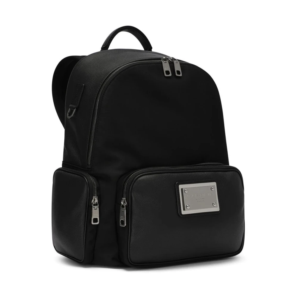 Dolce & Gabbana Zwarte tassen met Zaino Targhetta Black Heren