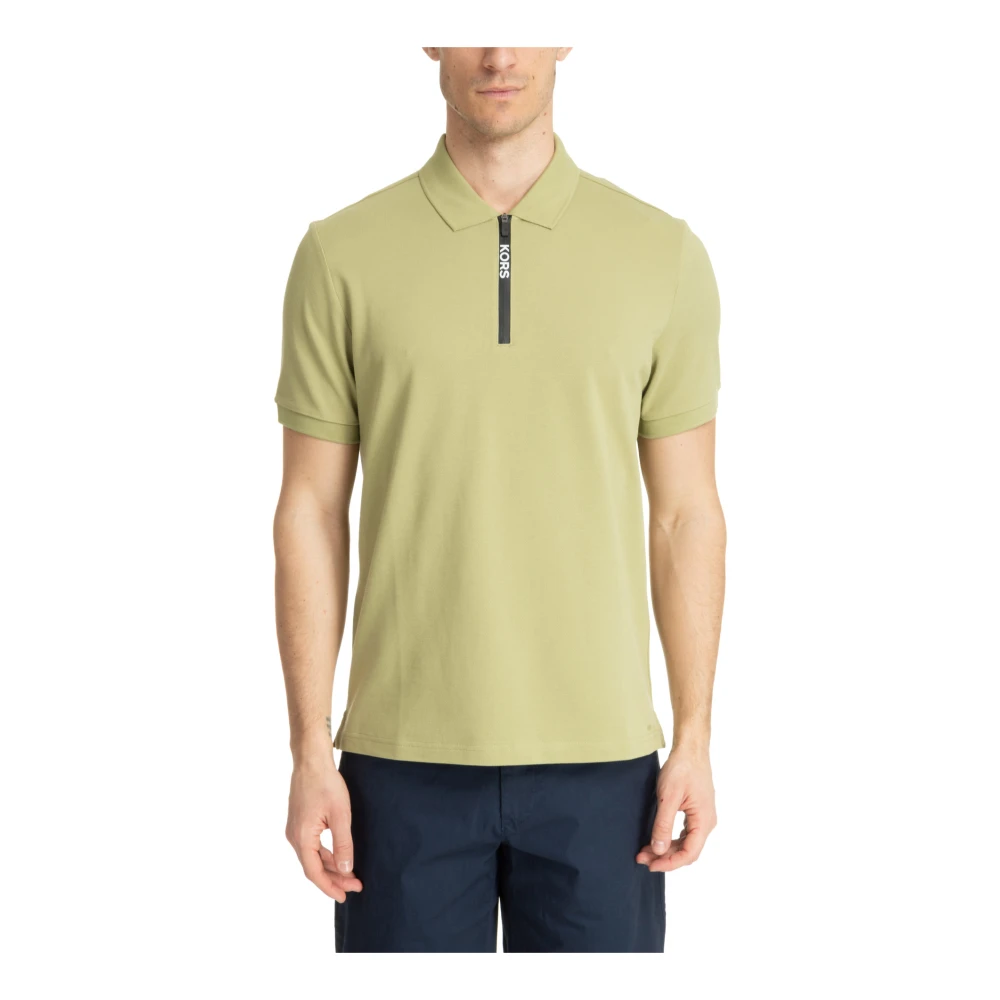 Michael Kors Polo Shirt met Ritssluiting en Logo Details Green Heren