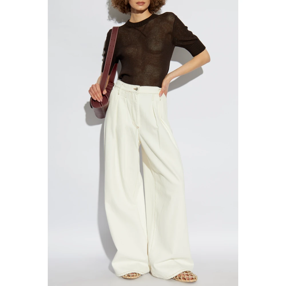 Jil Sander Top met geborduurd logo Brown Dames