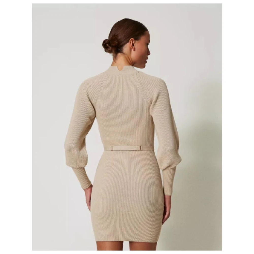 Twinset Gebreide Jurk Beige Dames