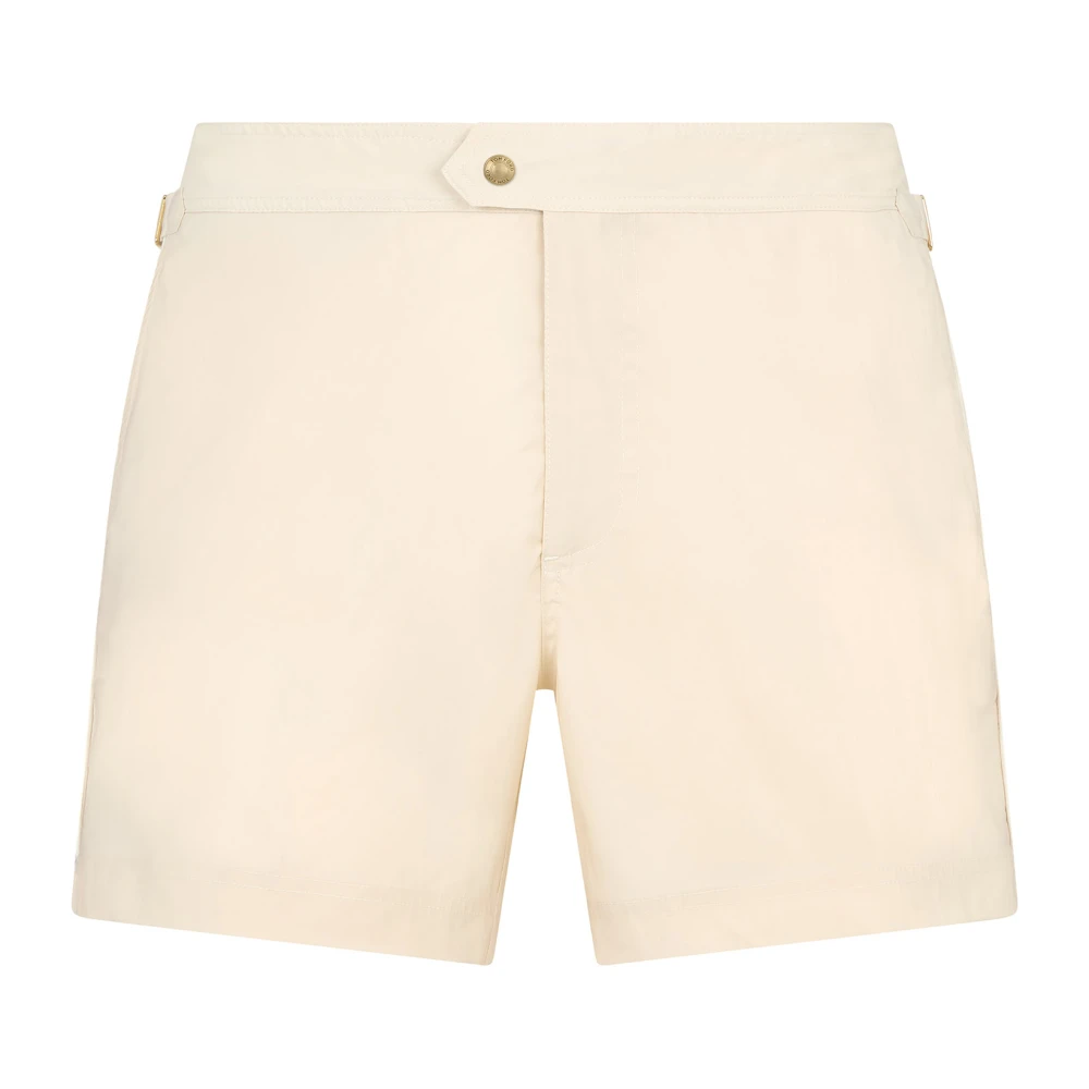 Tom Ford Beige Zwembroek met Ivoor Piping Beige Heren
