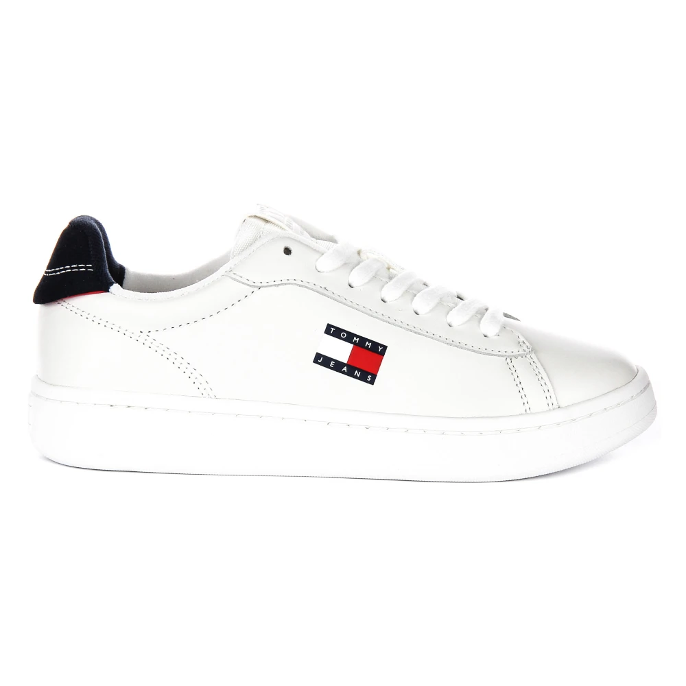 Tommy Jeans Women's White Navy Leather Trainers - Sneakers - 4 Uk - Shoes