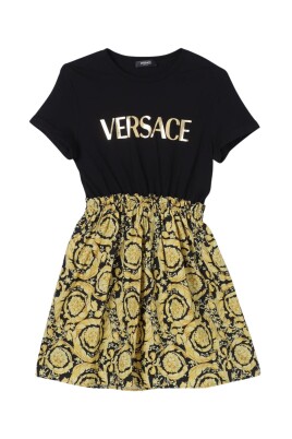 elegante-robe-noire-a-imprime-logo