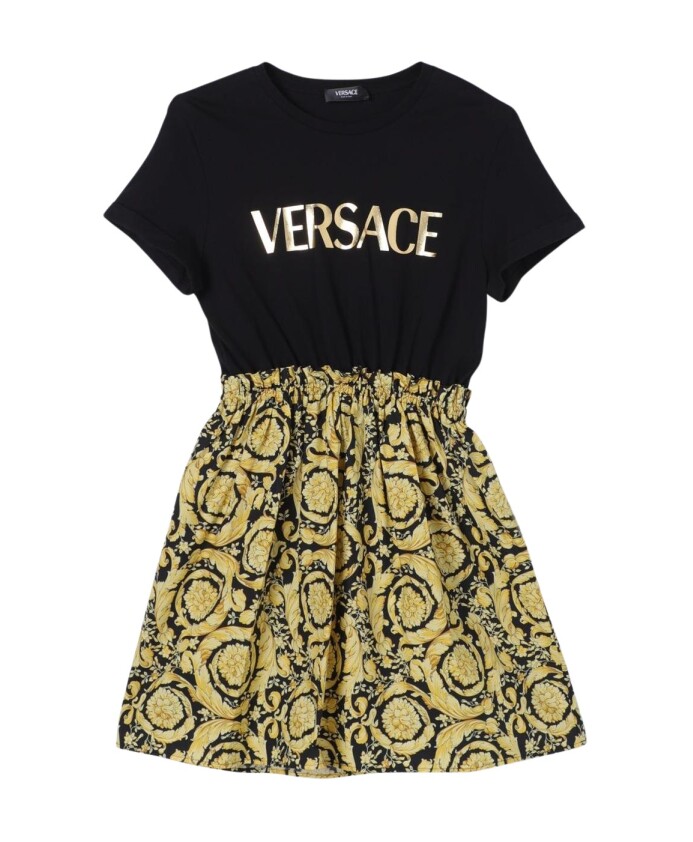 elegant-black-logo-print-dress