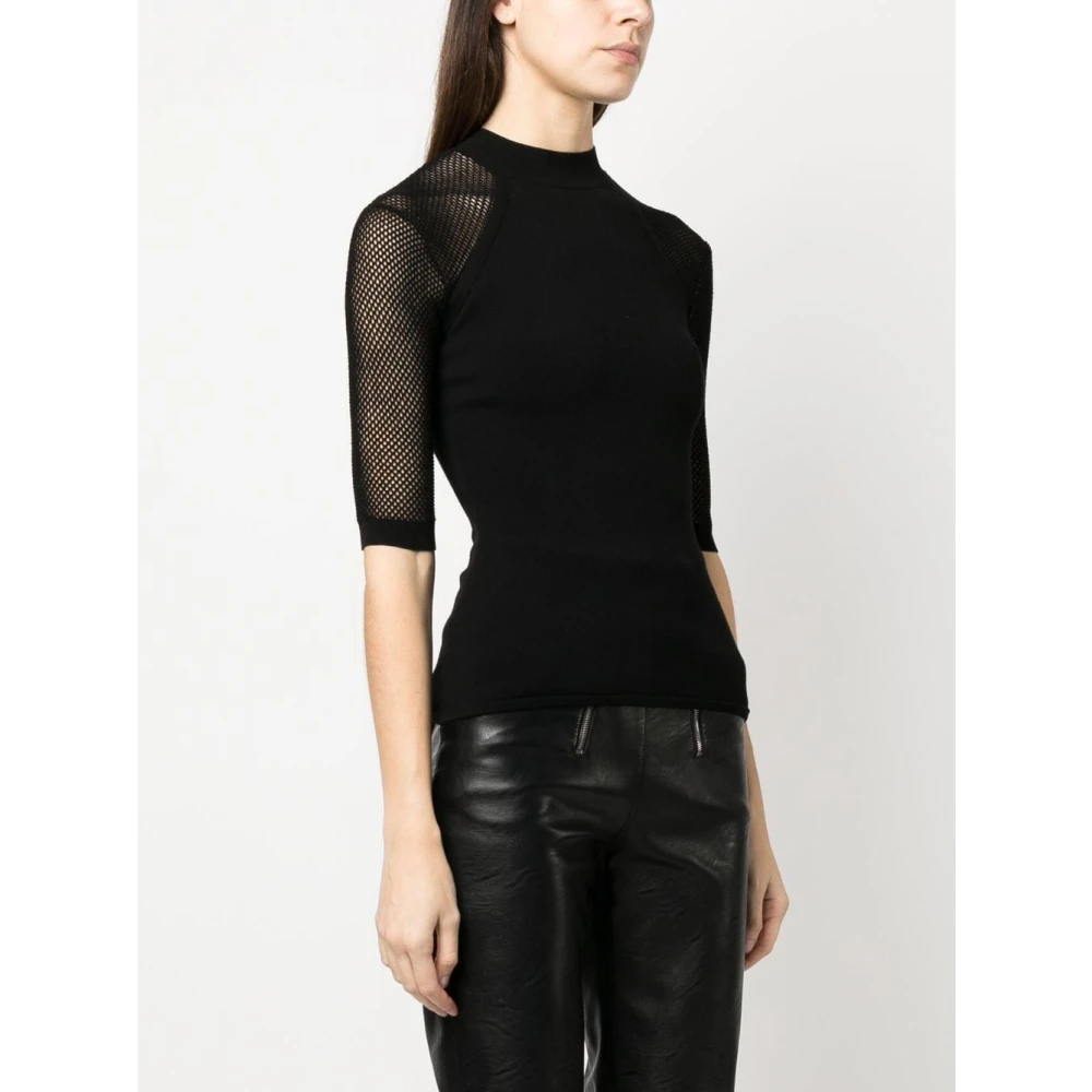 Stella Mccartney Zwarte Mesh Panel Trui Black Dames