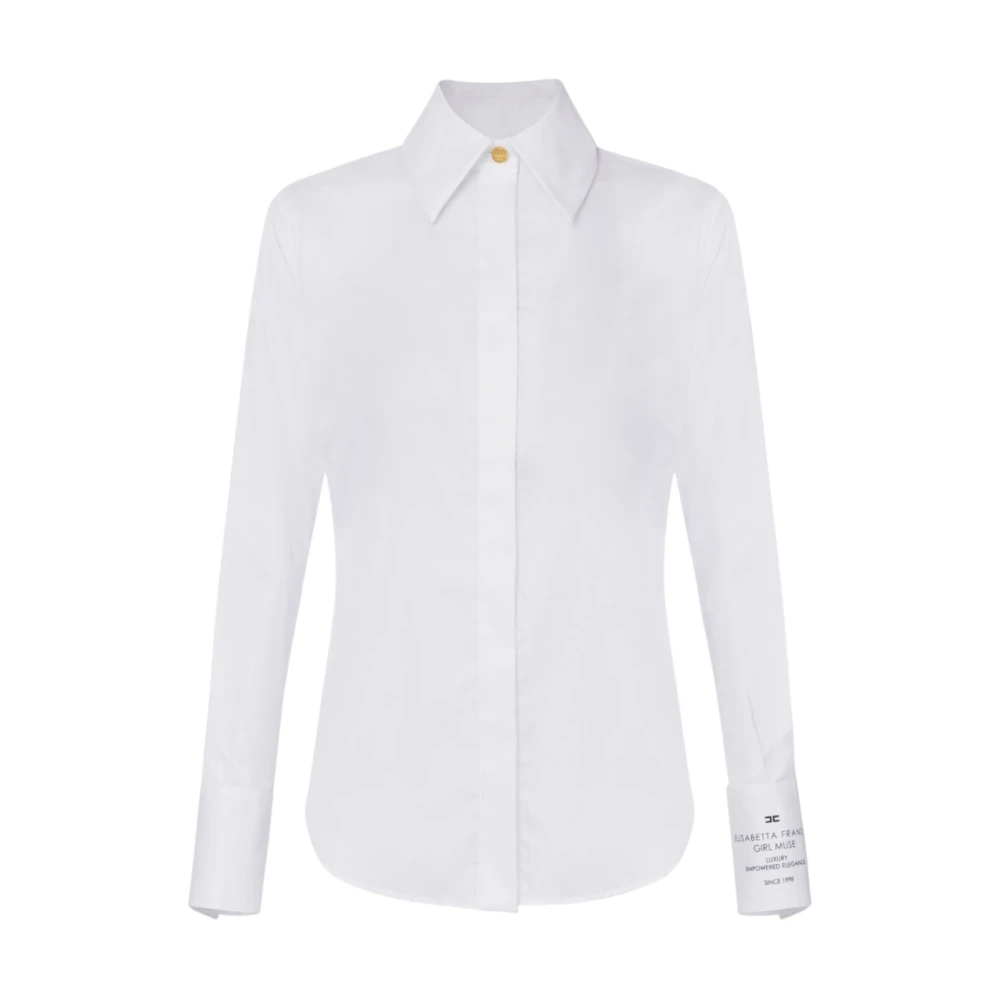 Elisabetta Franchi Women's White Shirts, L, Slim Fit Cotton Poplin Shirt