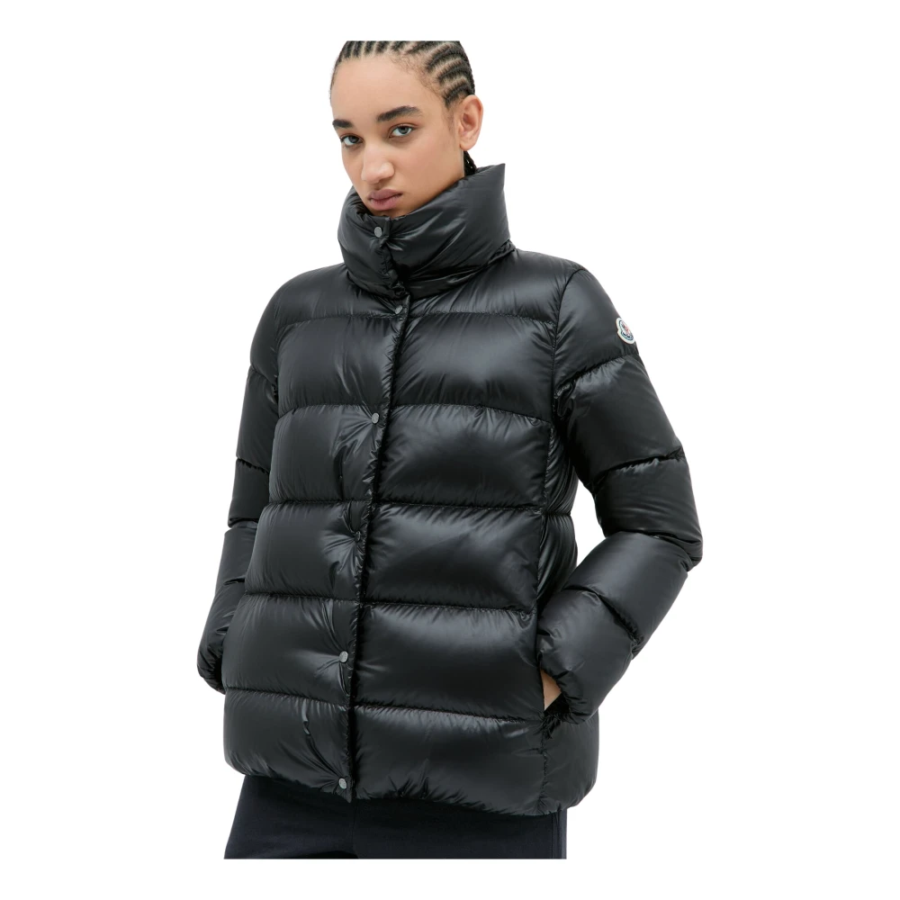 Moncler Korte donsjas met opstaande kraag Black Dames