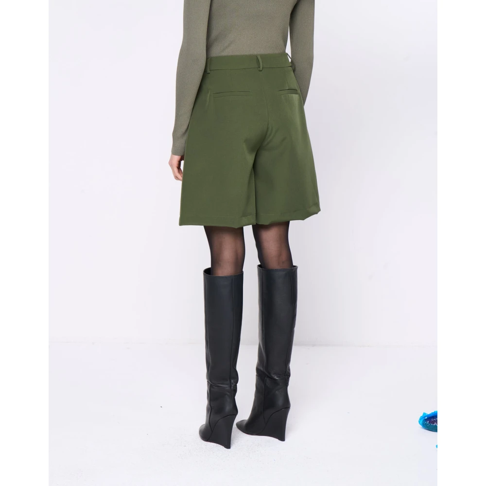 Silvian Heach Bermuda Shorts met Plooien Green Dames
