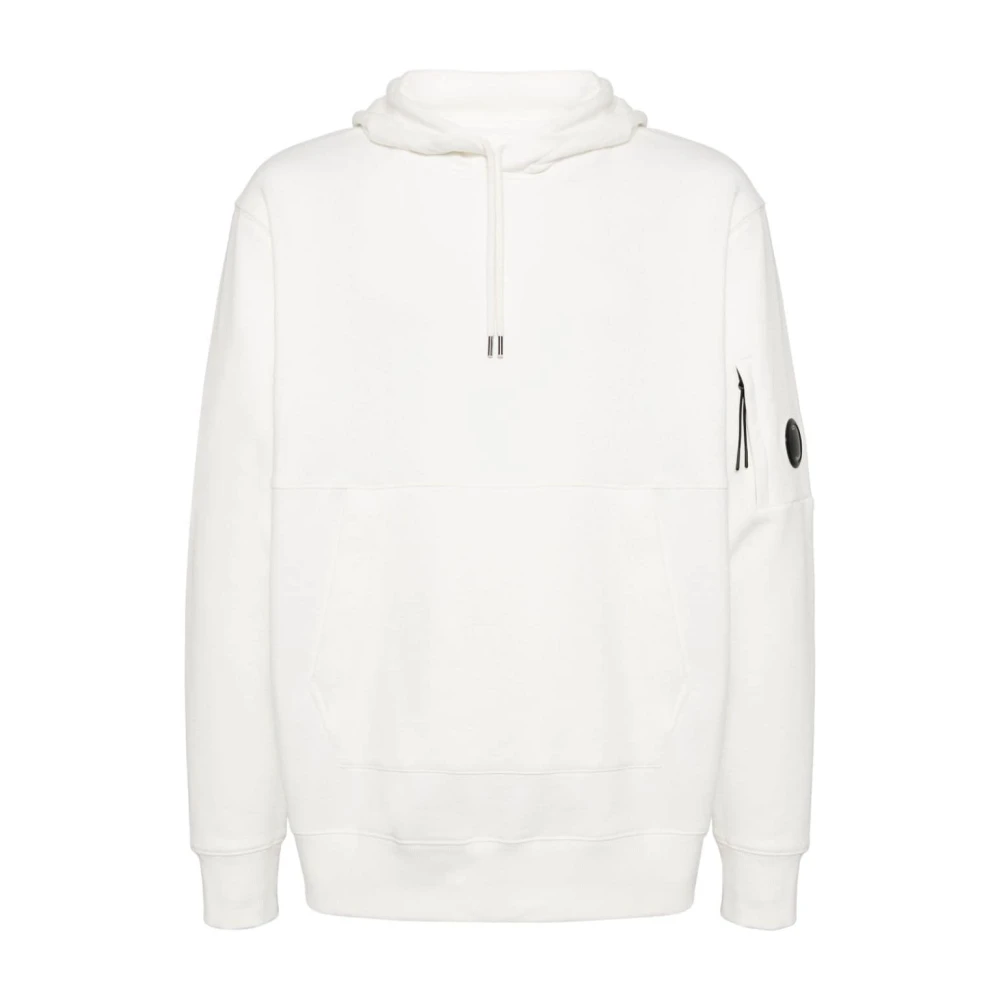 C.P. Company Witte Katoenen Sweater met Lens Detail White Heren