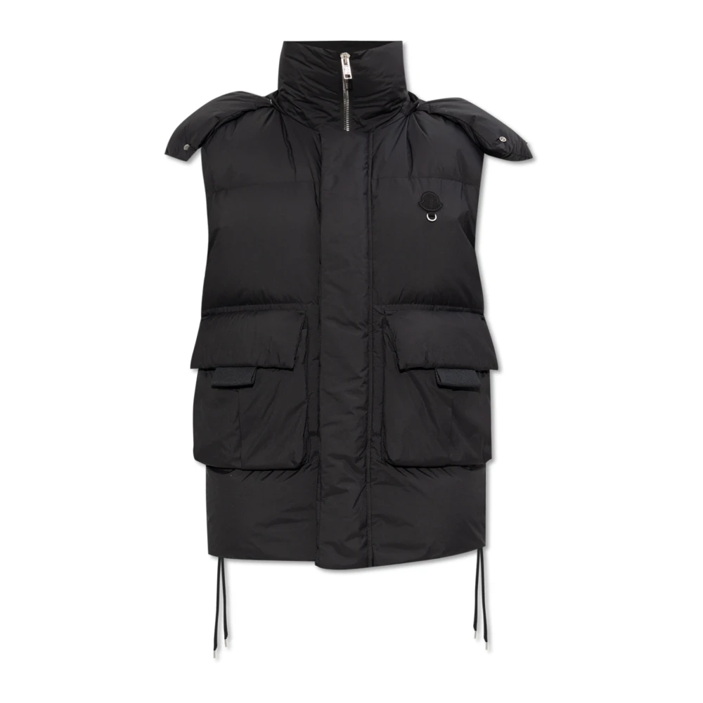 Moncler Gewatteerd donsvest met afneembare capuchon Black Dames