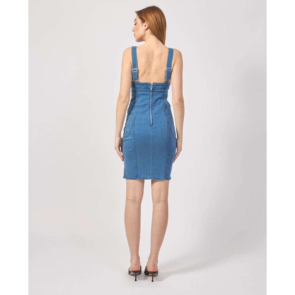 Guess Blauwe mouwloze jurk met voor- en achterhalslijn Blue Dames