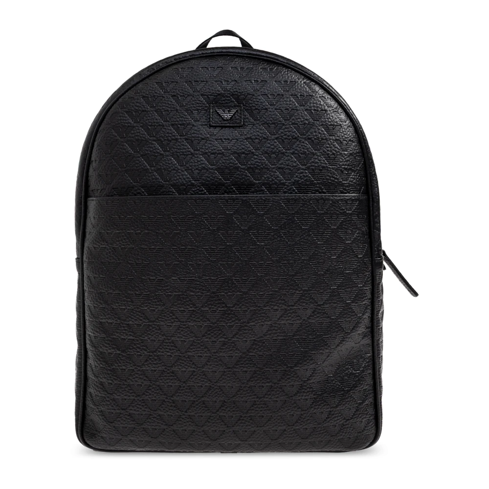 Emporio Armani Men's Black Backpacks, One Size, Monogram Backpack