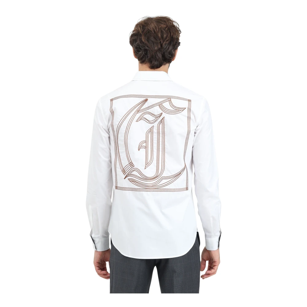 Just Cavalli Wit overhemd met lange mouwen strak ontwerp White Heren
