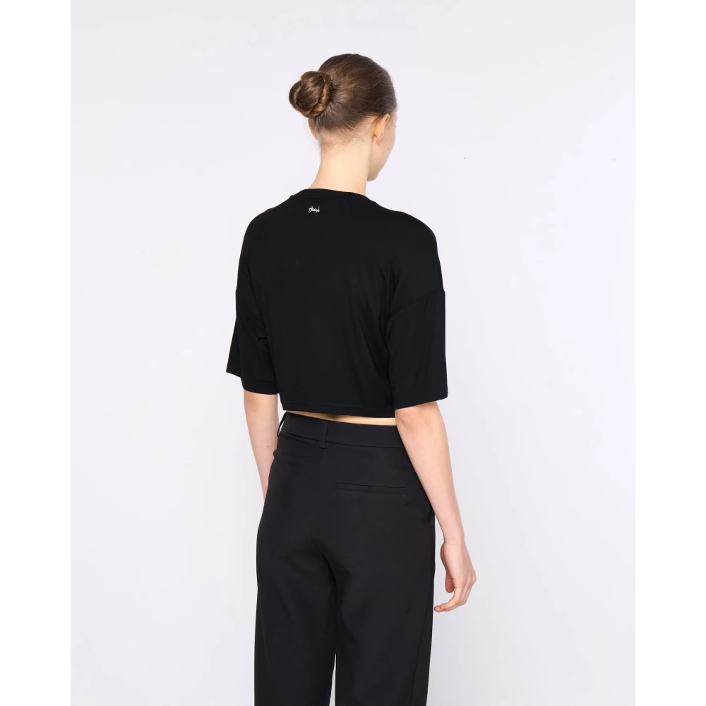Silvian Heach Gerimpeld T-shirt Black Dames