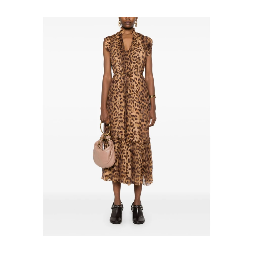 Zimmermann Bruine Midi Jurk Elegant Ruche Brown Dames