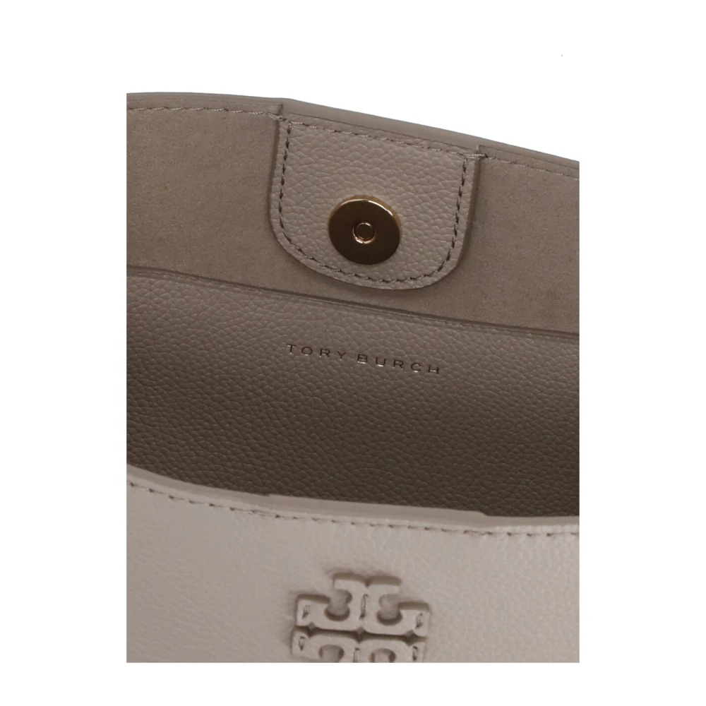 TORY BURCH Beige Leren Handtas met Logo Beige Dames