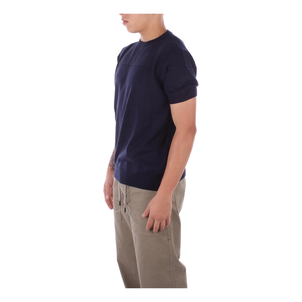 Costume National Blauwe Logo Trui Slim Fit Blue Heren