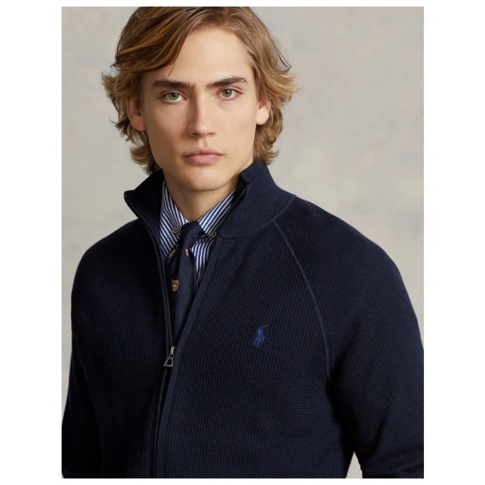 Polo Ralph Lauren Gebreide katoenen rits-trui Blue Heren