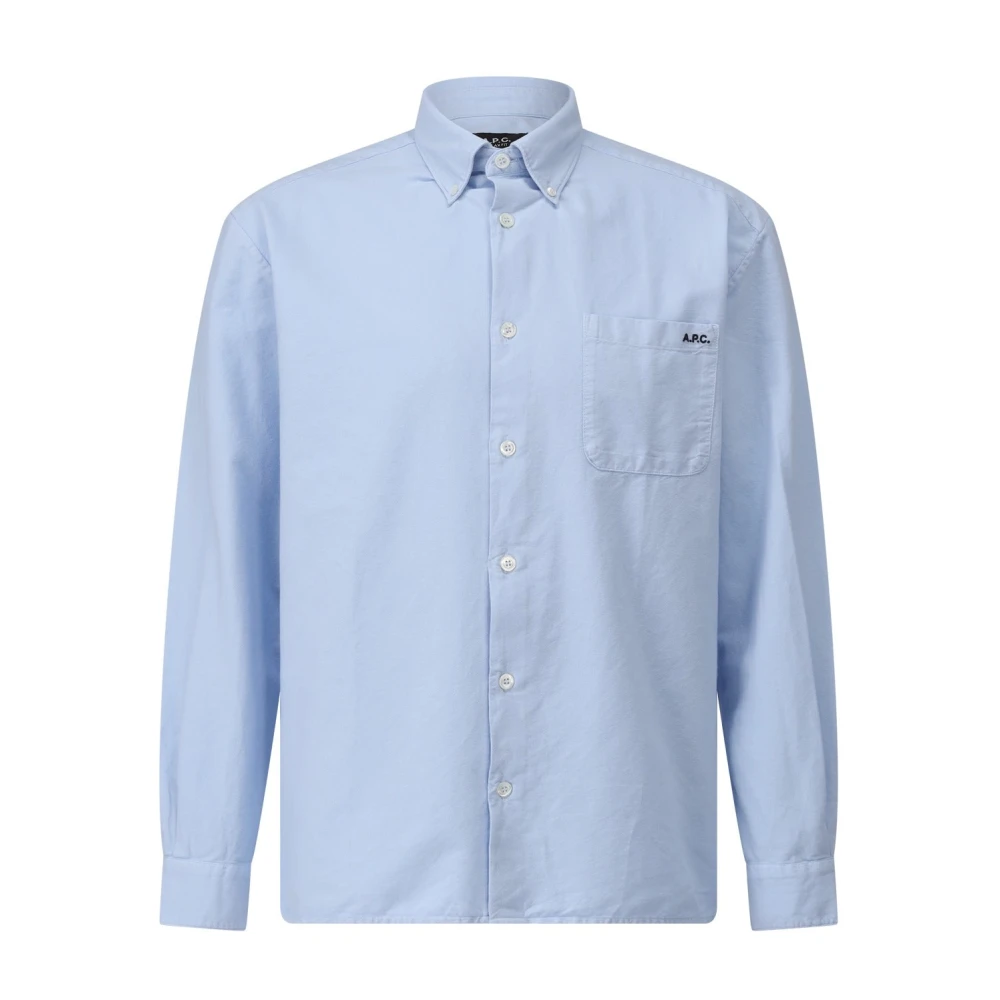 A.p.c. Katoenen overhemd met button-down kraag Blue Heren