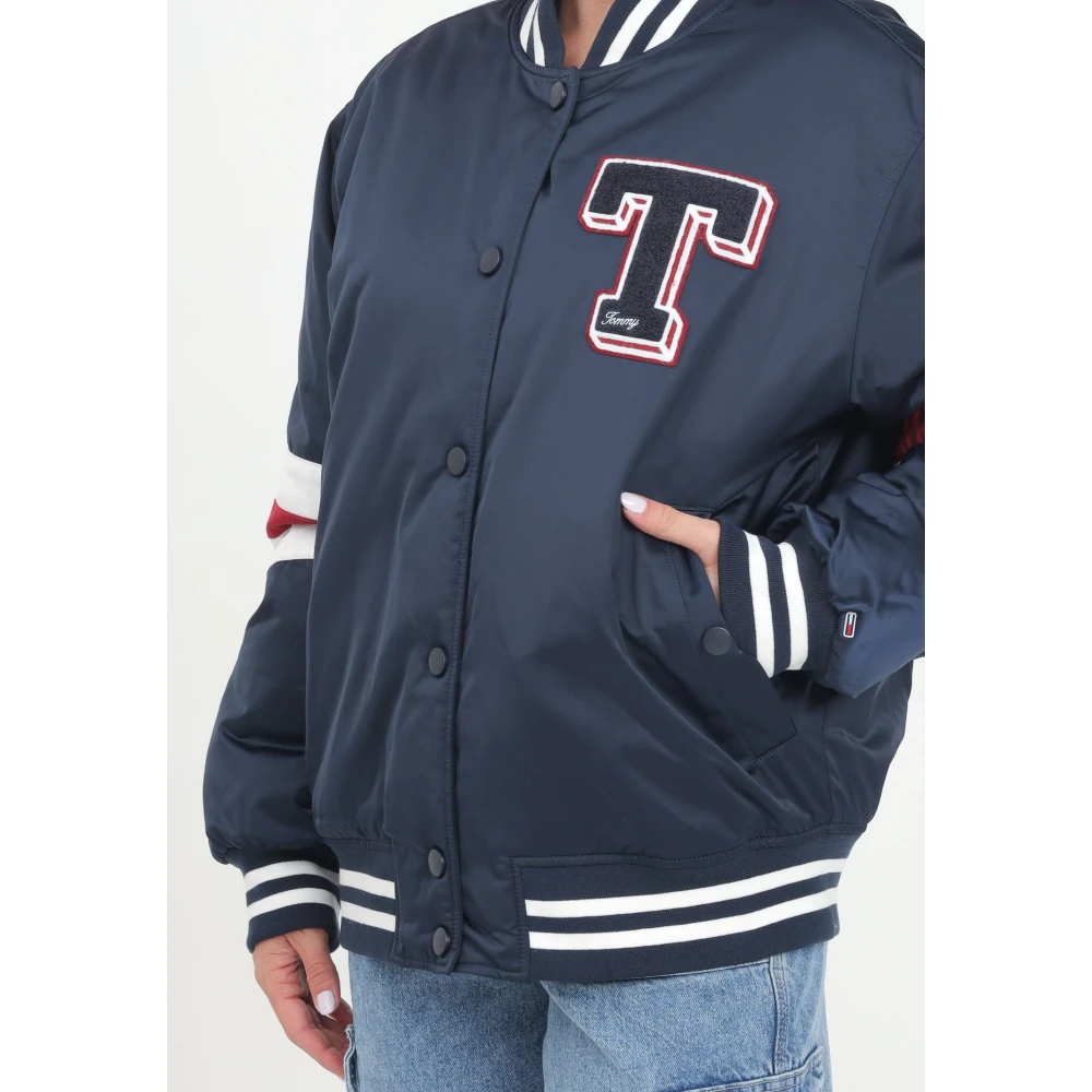 Tommy Jeans Blauwe College Stijl Bomberjack Blue Dames