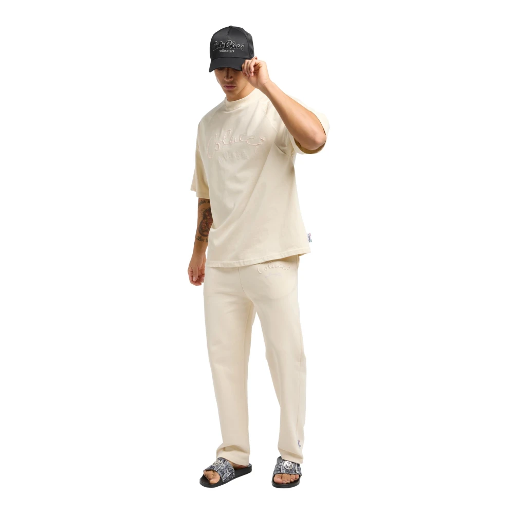 carlo colucci Premium 3D Logo Oversize T-Shirt Beige Heren